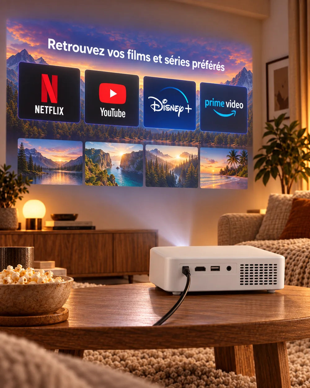 Projektor Projektorland Horizon – 800 ANSI-lumen, Full HD 1080p, HDMI, digital keystone och inbyggd högtalare