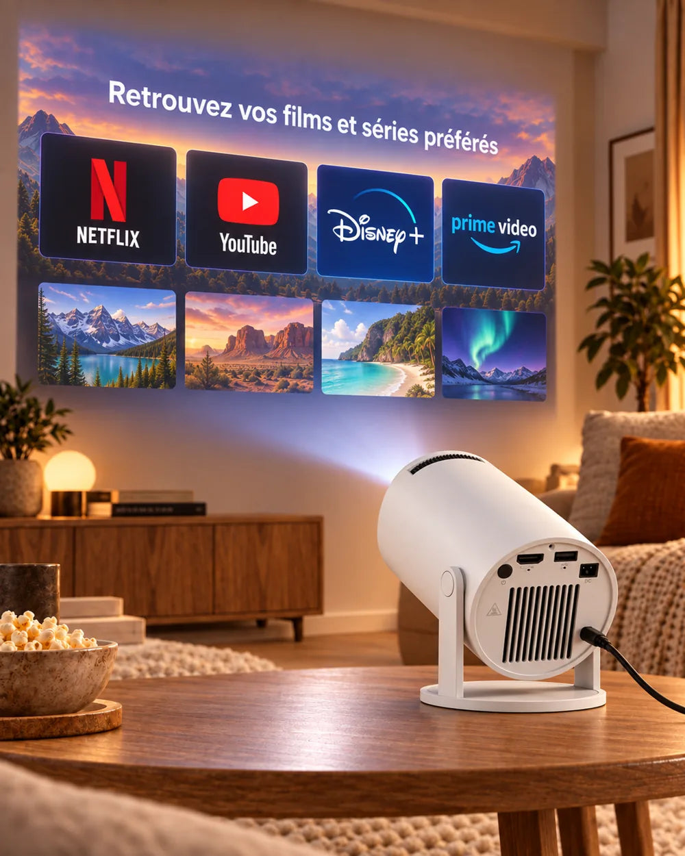 Miniprojektor Projektorland Luma Compact – 200 ANSI-lumen, HD 720p, Android 14, Wi-Fi 6 och 5 W högtalare