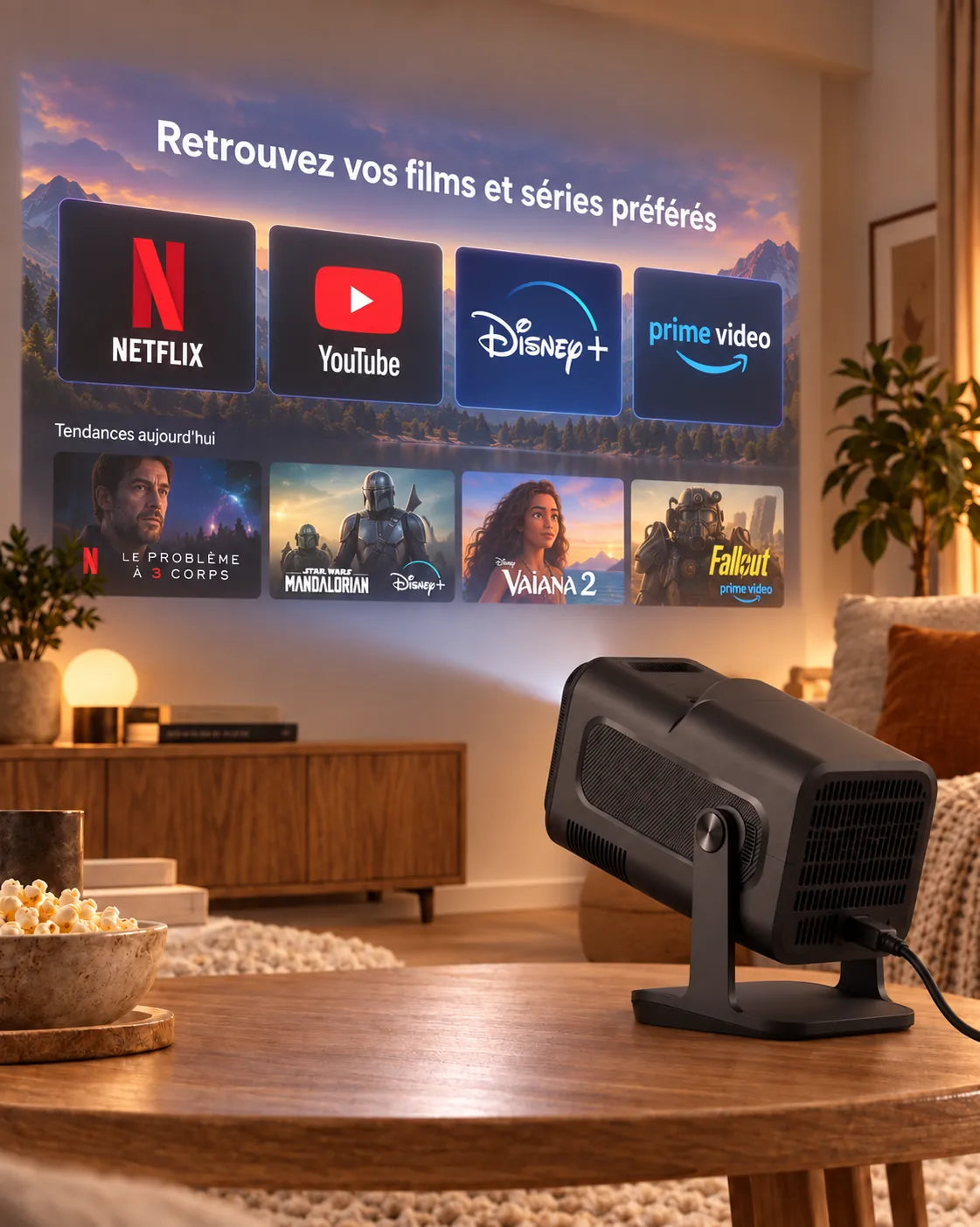 Miniprojektor Nomad Mini – 300 ANSI-lumen, HD 720p, Android 11, Wi-Fi 6, Bluetooth och 180° rotation