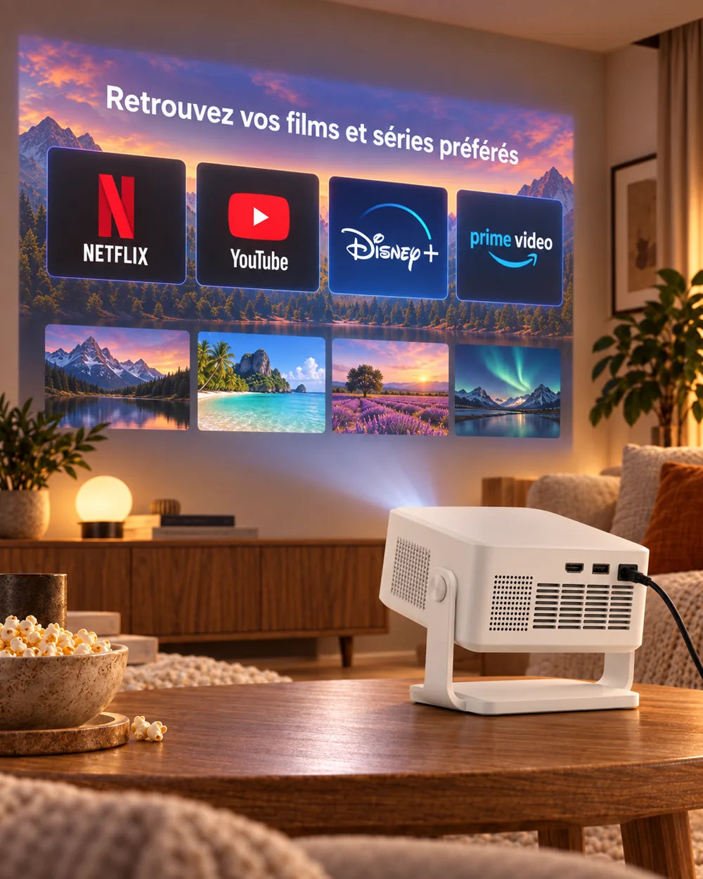 Miniprojektor Projektorland Vista – 260 ANSI-lumen, HD 720p, autofokus och Android 11